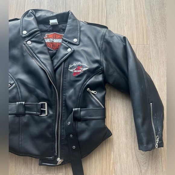 Harley Davidson Biker Faux Leather Motorcycle Jacket Youth Girls Size M - Picture 2 of 7
